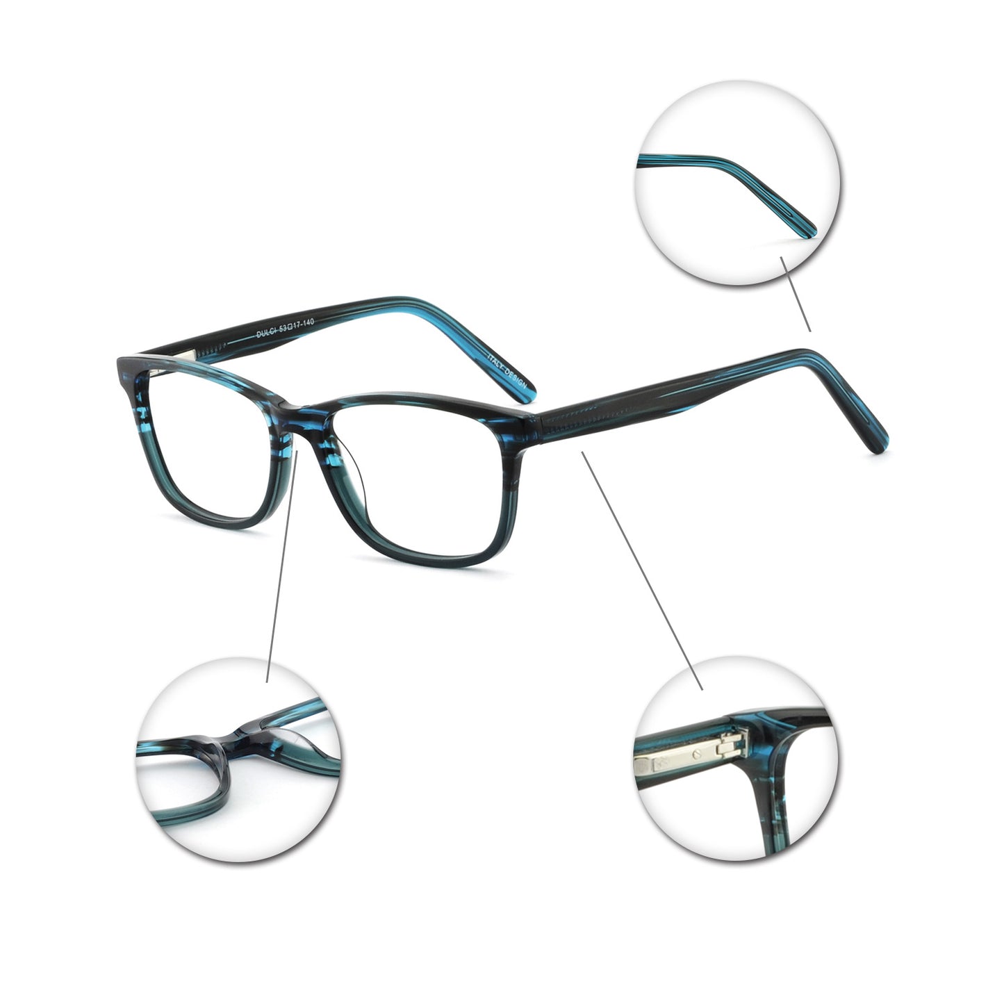 BUNOVIATA Women Acetate Glasses Square Eyewear Optics Frame Luxury Prescription Glasses Frames Fashion Myopia Optical Eyewear