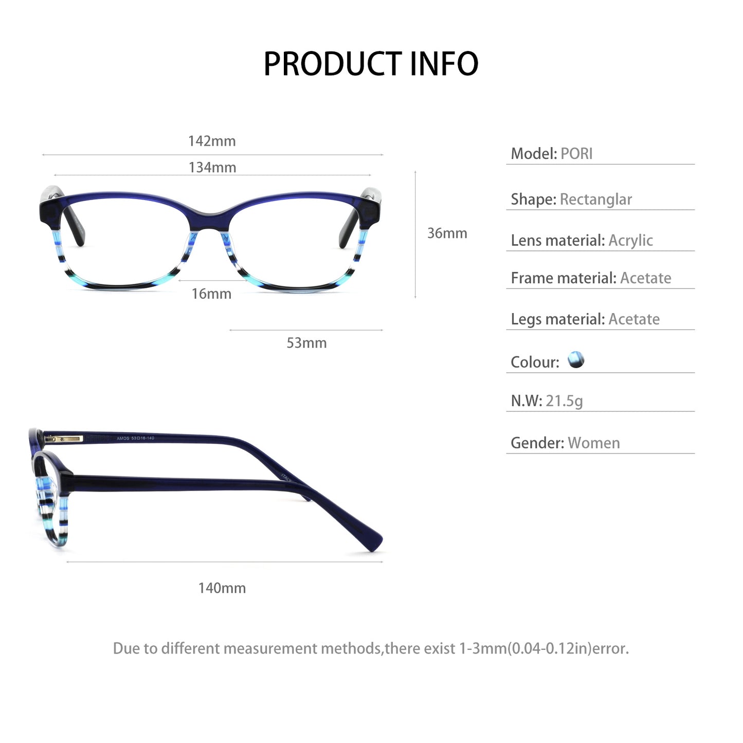 Bunoviata italy design laminated acetate optical frames