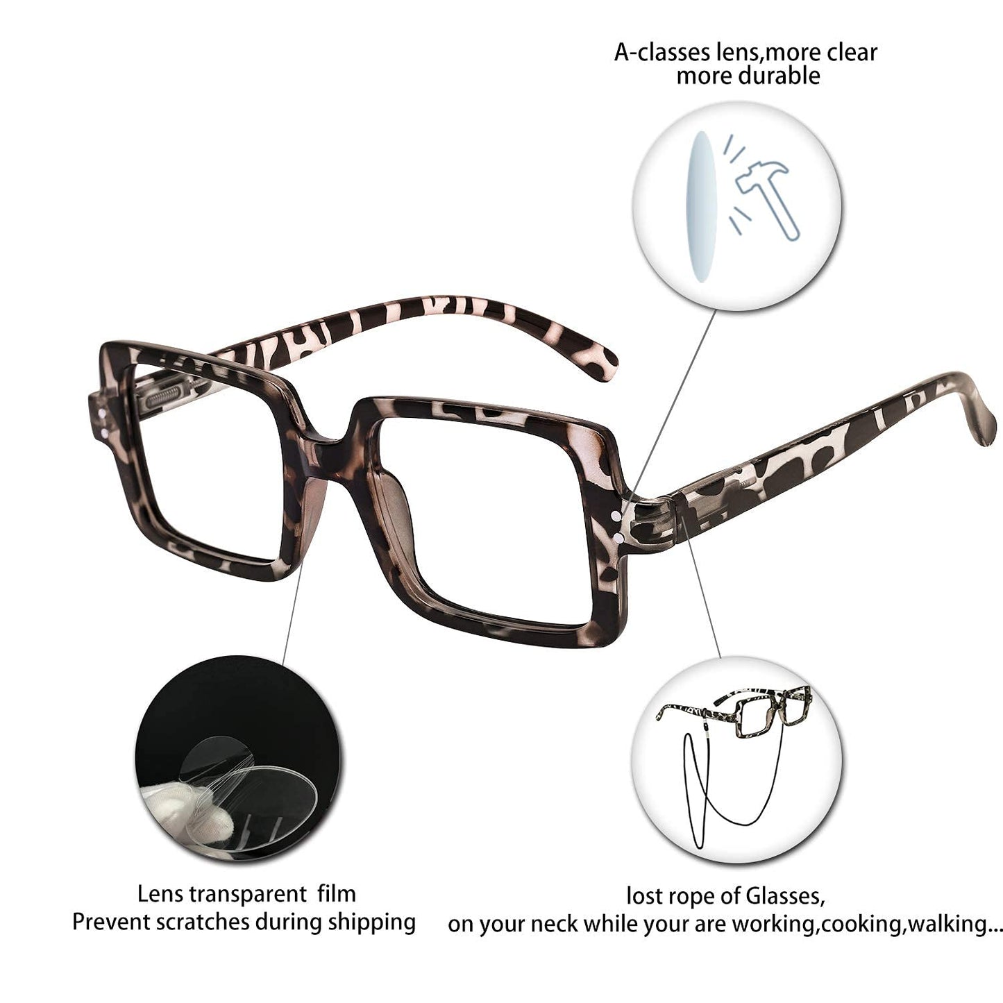 BUNOVIATA Reading Glasses for Women Trendy Reader 1.0 1.25 1.5 1.75 2.0 2.25 2.5 2.75 3.0 3.5 4.0 5.0 6.0