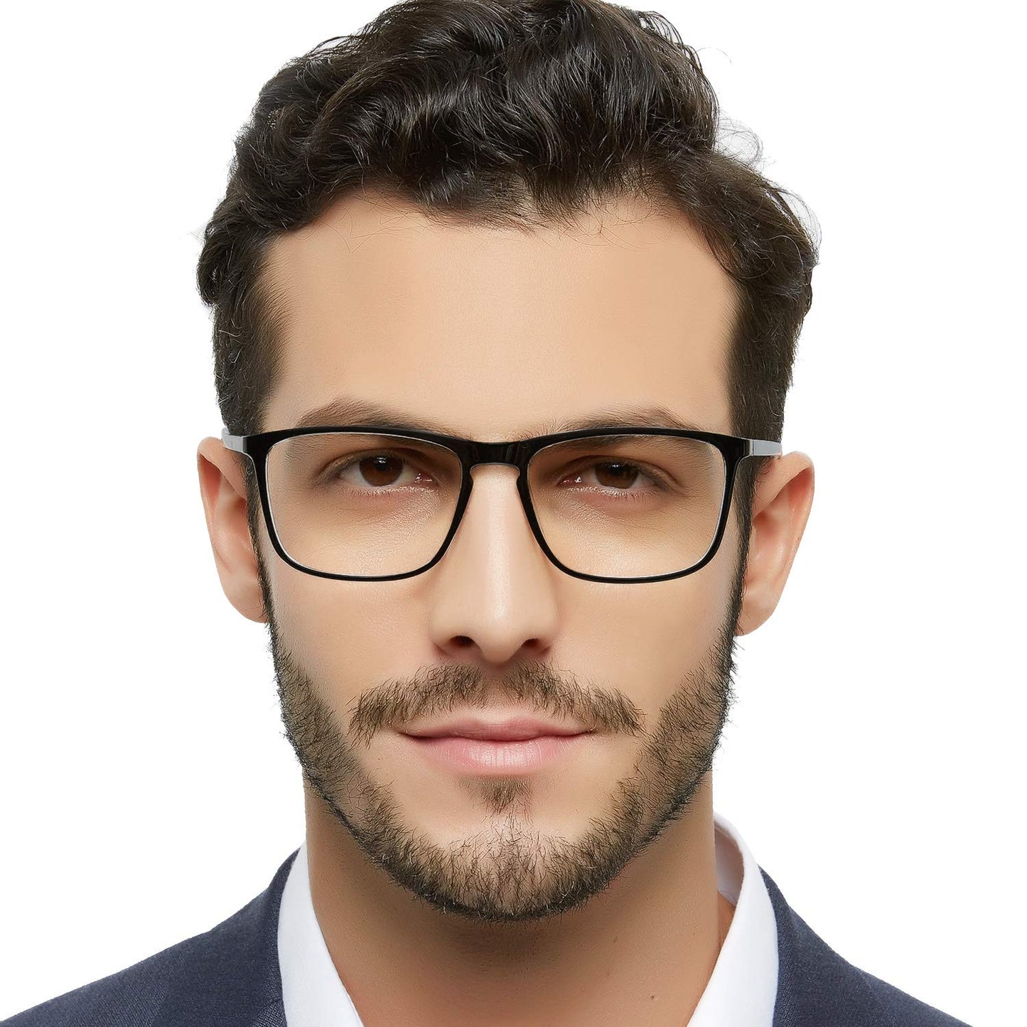 BUNOVIATA Reading Glasses Men's Rectangle Reader Durable Spring Hinge 1.0 1.25 1.5 1.75 2.0 2.25 2.5 2.75 3.0 3.5