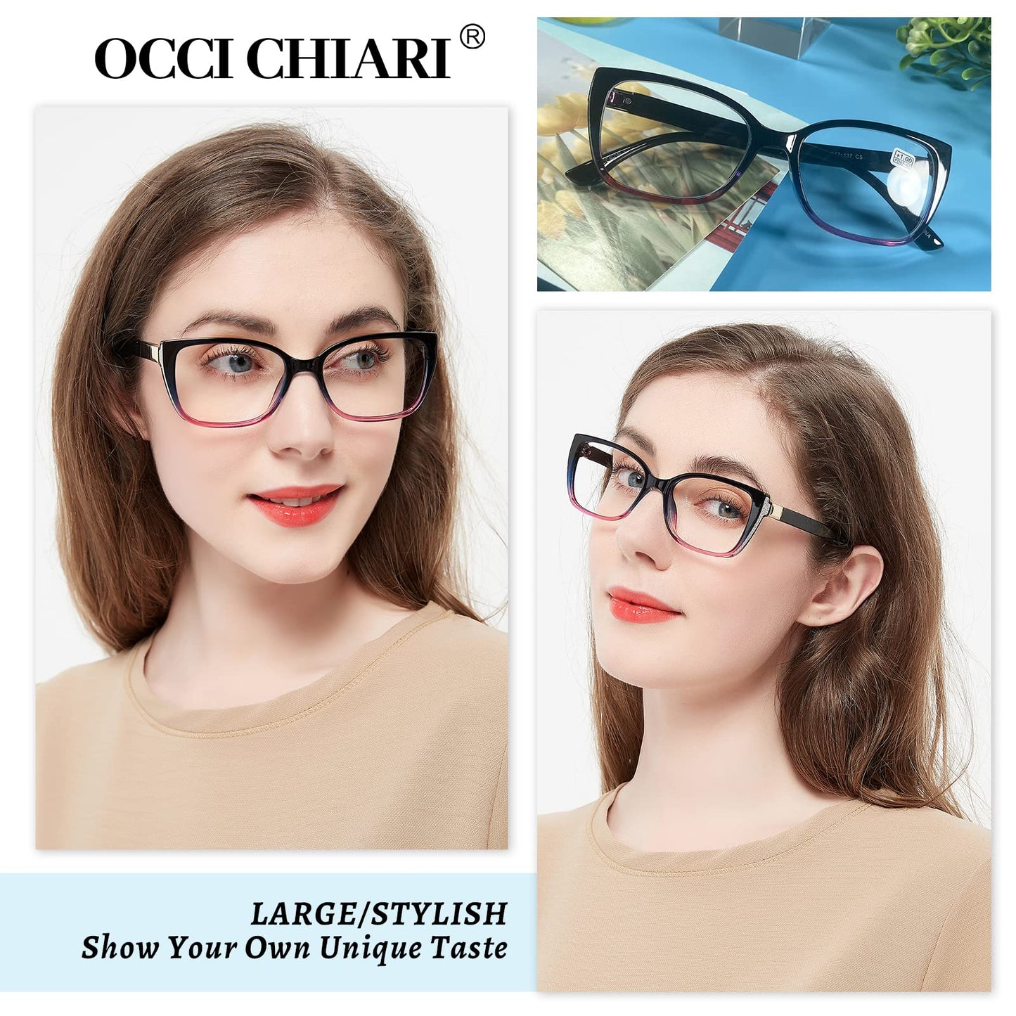 BUNOVIATA Reading Glasses For Women Oversized Fashioin Stylish Reader 1.0 1.5 2.0 2.5 3.0 3.5 4.0 5.0 6.0