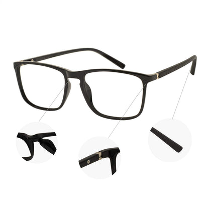 BUNOVIATA Reading Glasses Men's Rectangle Reader Durable Spring Hinge 1.0 1.25 1.5 1.75 2.0 2.25 2.5 2.75 3.0 3.5