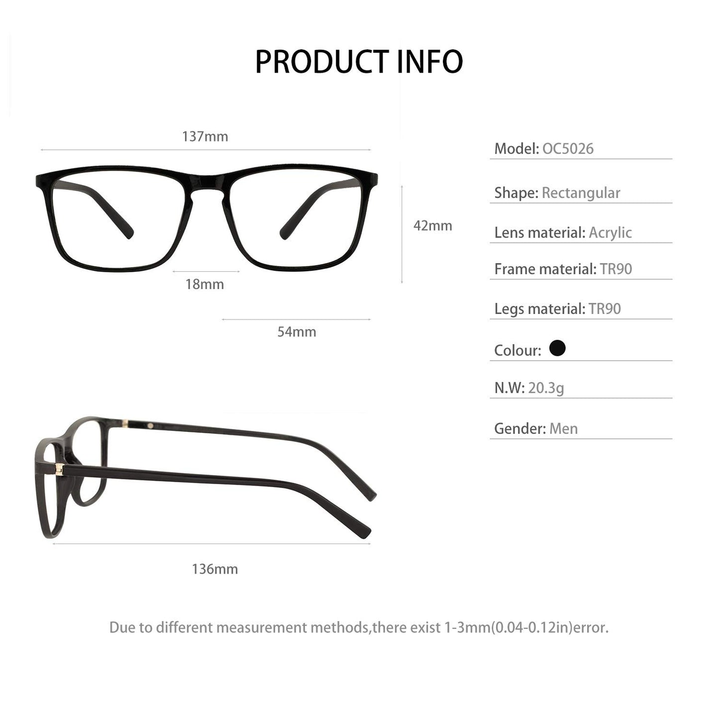 BUNOVIATA Reading Glasses Men's Rectangle Reader Durable Spring Hinge 1.0 1.25 1.5 1.75 2.0 2.25 2.5 2.75 3.0 3.5