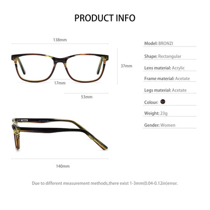 BUNOVIATA Women Acetate Glasses  Square Eyewear Optics Frame Luxury Prescription Glasses Frames Fashion Myopia Optical Eyewear