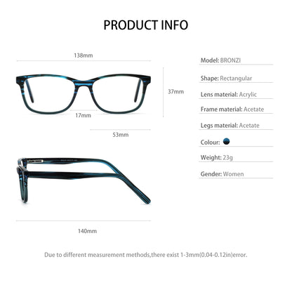 BUNOVIATA Women Acetate Glasses  Square Eyewear Optics Frame Luxury Prescription Glasses Frames Fashion Myopia Optical Eyewear