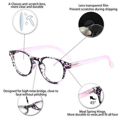 BUNOVIATA Women's Reading Glasses Eye Reader Durable 0 1.0 1.25 1.5 1.75 2.0 2.5 to 4.0 5.0 6.0