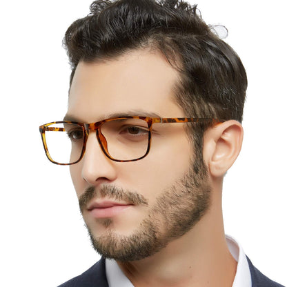 BUNOVIATA Reading Glasses Men's Rectangle Reader Durable Spring Hinge 1.0 1.25 1.5 1.75 2.0 2.25 2.5 2.75 3.0 3.5