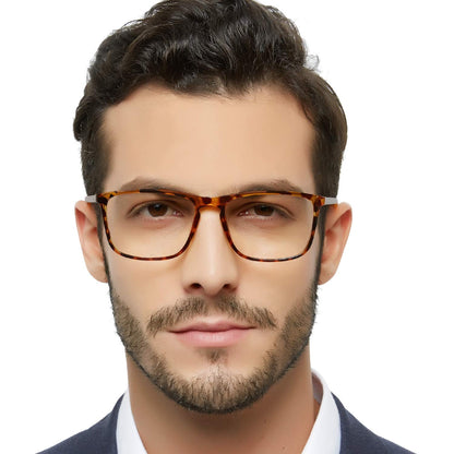 BUNOVIATA Reading Glasses Men's Rectangle Reader Durable Spring Hinge 1.0 1.25 1.5 1.75 2.0 2.25 2.5 2.75 3.0 3.5