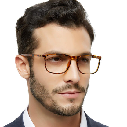 BUNOVIATA Reading Glasses Men's Rectangle Reader Durable Spring Hinge 1.0 1.25 1.5 1.75 2.0 2.25 2.5 2.75 3.0 3.5