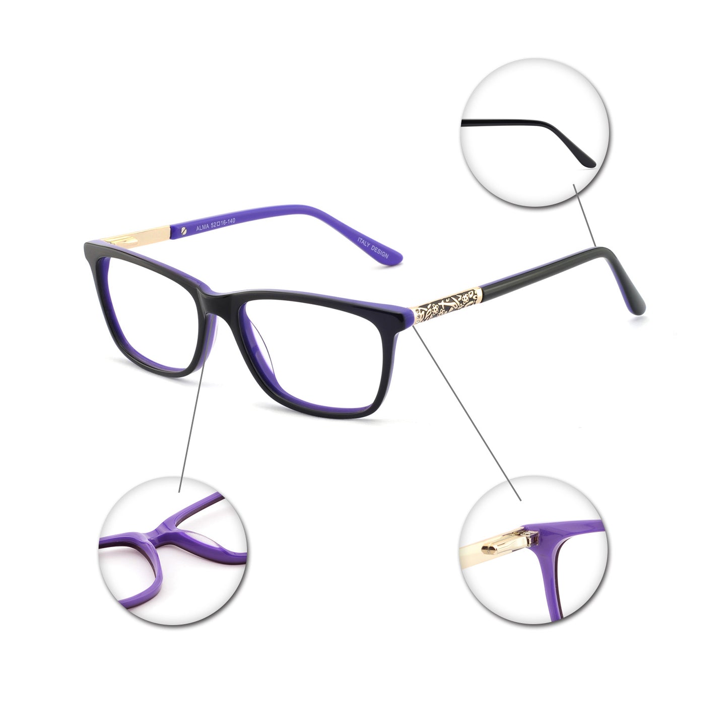 BUNOVIATA Fancy New Designer Custom High Quality Optical Eyeglasses Frames Acetate Women Optical Frame