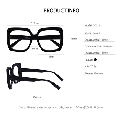 BUNOVIATA 1.5 Stylish Oversized Reading Glasses Women Durable Reader Large Frame Black Transpatent