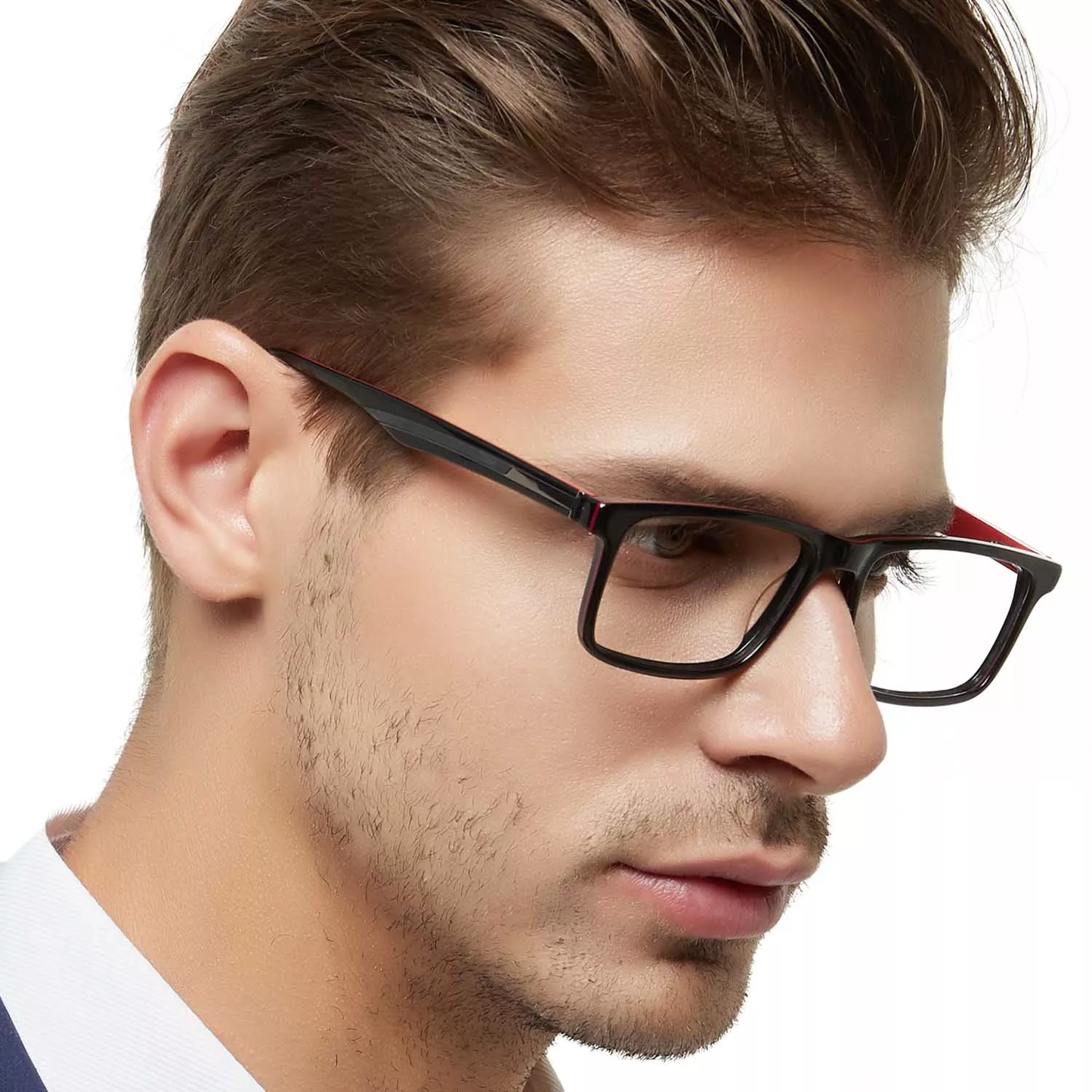 BUNOVIATA Men Acetate Glasses Retro Blue Square Eyewear Optics Frame Luxury Prescription Glasses Frames Fashion Myopia Optical Eyewear